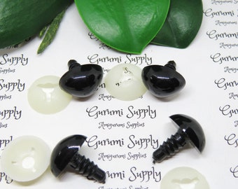 18 mm Solid Black Sicherheitsnasen mit Unterlegscheiben - 4 ct - Bastelnase / Amigurumi Nase / Tiernase / Spielzeugnase / Puppennase / Bastelbedarf / Bastelnase