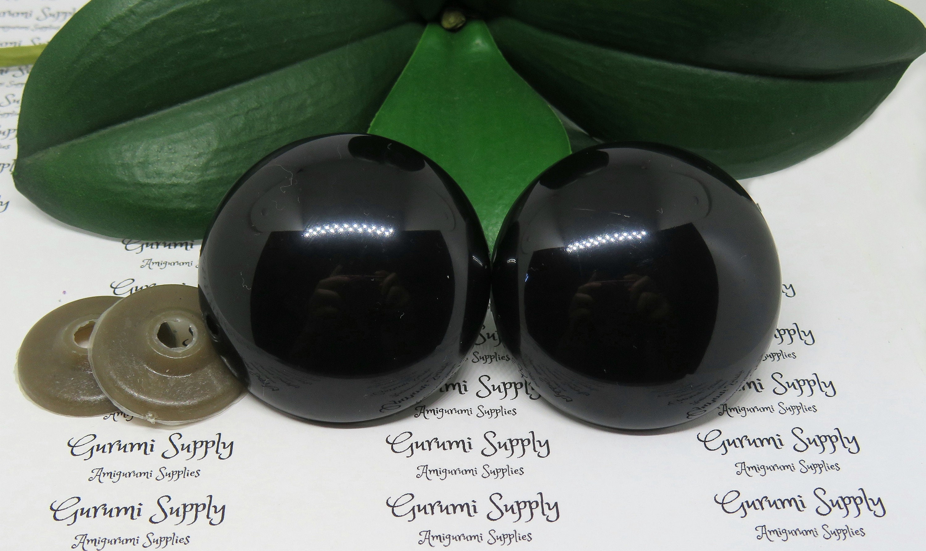 50mm Solid Black Round Safety Eyes with Washers: 1 Pair - Amigurumi /  Animal / Doll / Toy / Stuffed Creations / Craft Eyes / Crochet / Knit