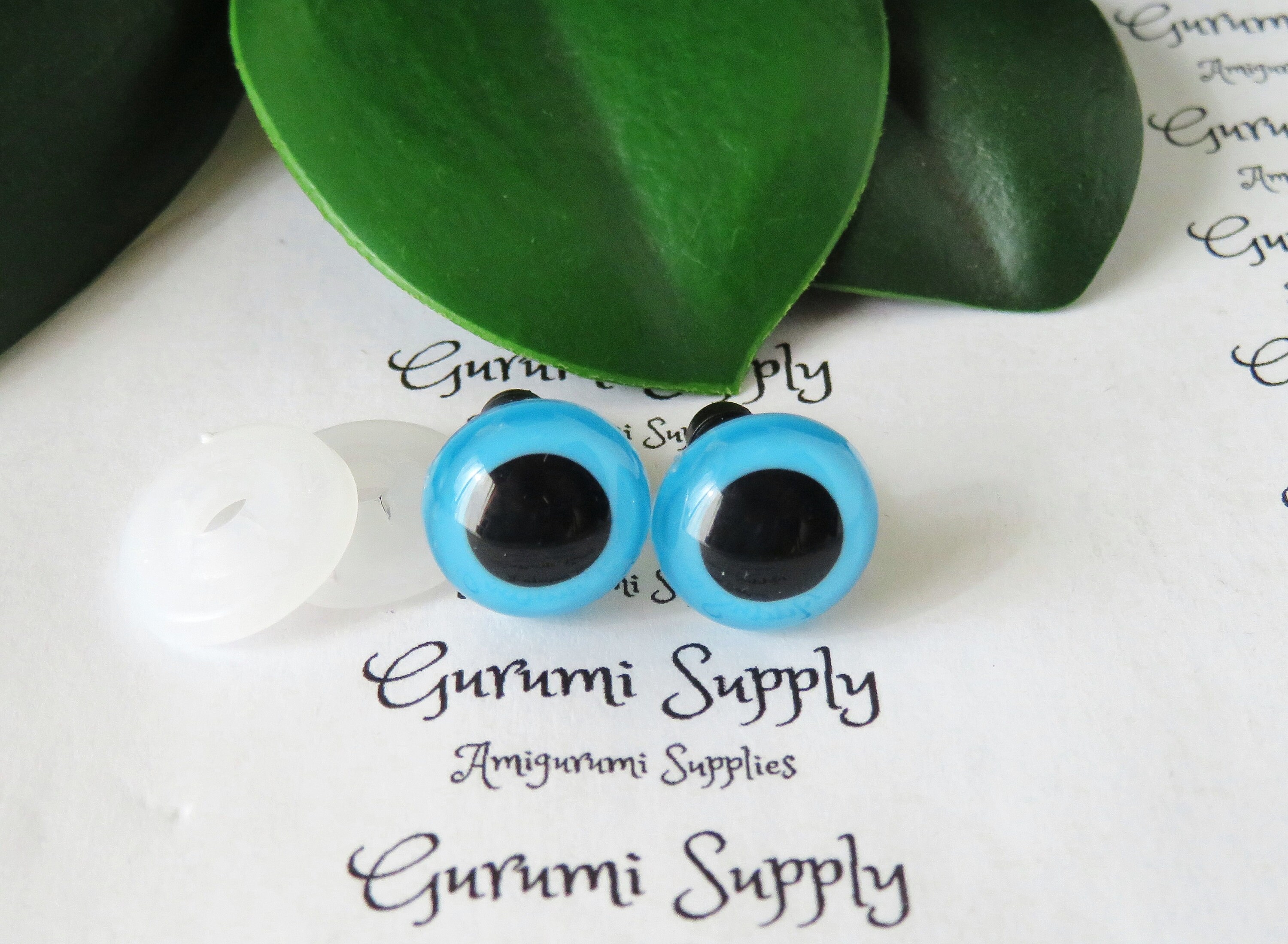 12mm Blue Iris Black Pupil Round Safety Eyes and Washers: 3 Pairs - Dolls/ Amigurumi/Animals/ Stuffed Creations/Crochet/Paintfree