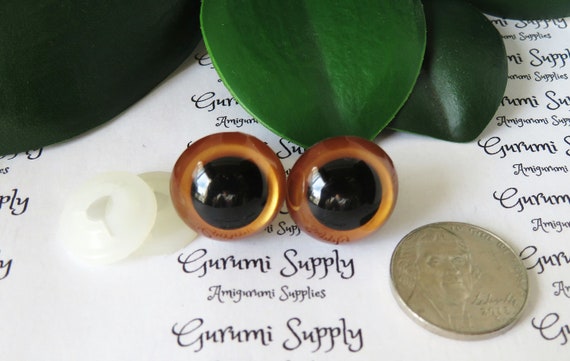 18mm Hand Painted Gold Iris Black Pupil Round Safety Eyes and