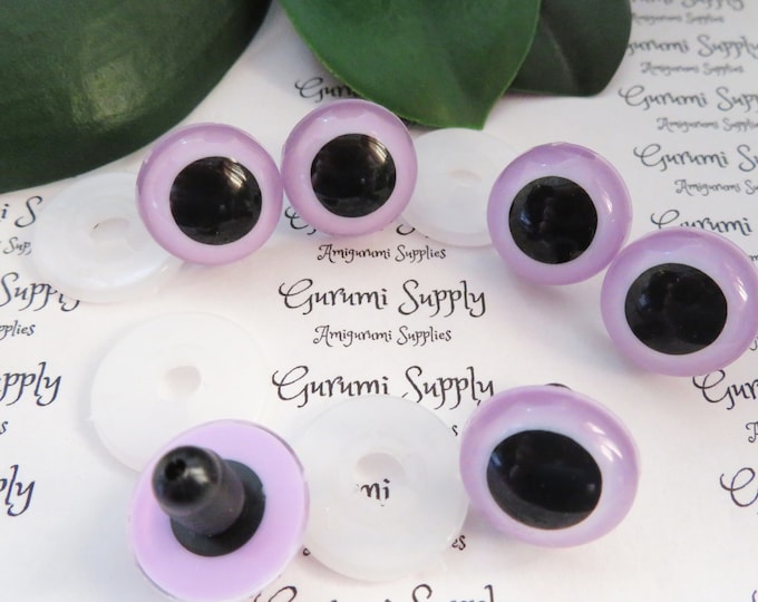 18mm Light Purple Iris Black Pupils Round Safety Eyes and Washers: 2 Pairs – Paint Free - Doll / Amigurumi / Animal / Toy / Crochet /Knit