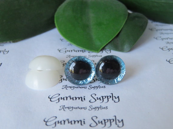 20mm Clear Trapezoid Plastic Safety Eyes With a Dark Blue Glitter Non-woven  Slip Iris and Washers: 1 Pairs Dolls / Amigurumi / Animal 