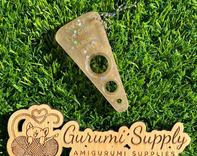 Safety Eye Gismo - Champagne Star Glitter - Petite Size - Triangle - On-the-Go - Keychain - Safety Eye Tool - Safety Eye Jig - Eye Helper