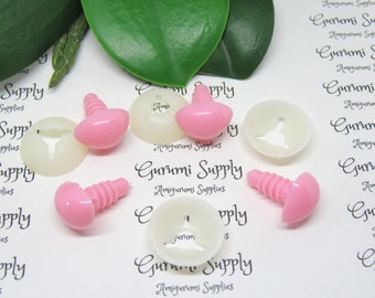 Nasi di sicurezza rosa pieni da 15 mm con rondelle - 4 pezzi - Naso artigianale Naso amigurumi Naso animale Naso giocattolo Naso bambola Forniture artigianali Uncinetto Maglia