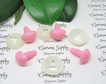 15mm Solid Pink Safety Noses with Washers - 4 ct - Craft Nose Amigurumi Nose Animal Nose Toy Nose Doll Nose Craft Supplies Crochet Knit