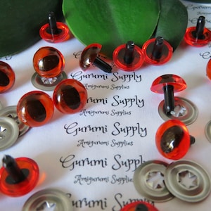 12mm Translucent Amber Iris Black Pupil Cat Style Safety Eyes and Washers: 3 Pairs – Dragon / Amigurumi / Animal / Creation / Crochet / Knit