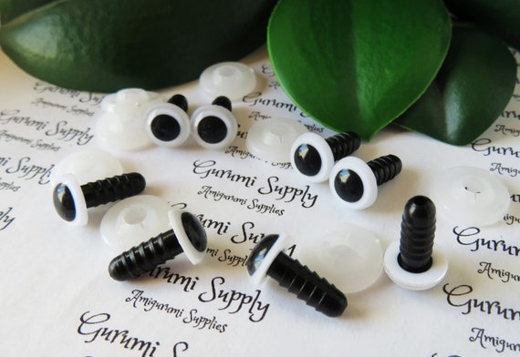 10mm White Iris Black Pupil Round Safety Eyes and Washers: 4 Pairs Dolls /  Amigurumi / Animals / Stuffed Creations / Crochet / Paintfree 