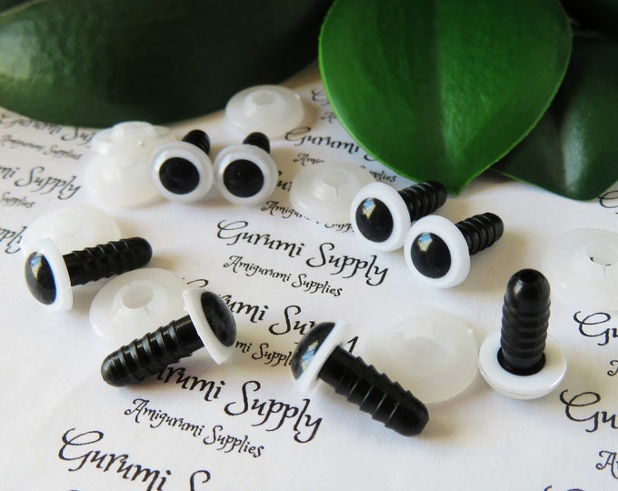 10mm White Iris Black Pupil Round Safety Eyes and Washers: 4 Pairs - Dolls / Amigurumi / Animals /  Stuffed Creations / Crochet / Paintfree