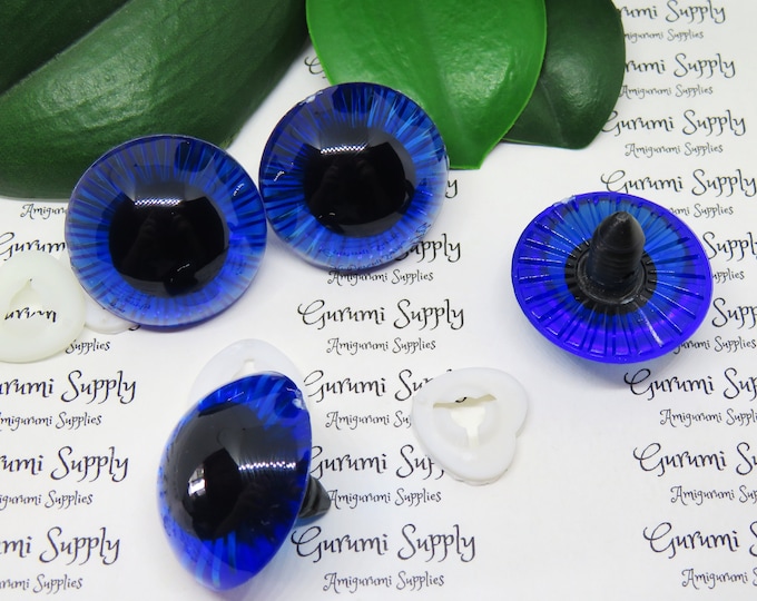 31mm Blue Textured Iris Safety Eyes with Washer - 1 Pair – Animal Eyes / Amigurumi Eyes / Owl Eyes / Doll Eyes / Toy Eyes / Craft Eyes