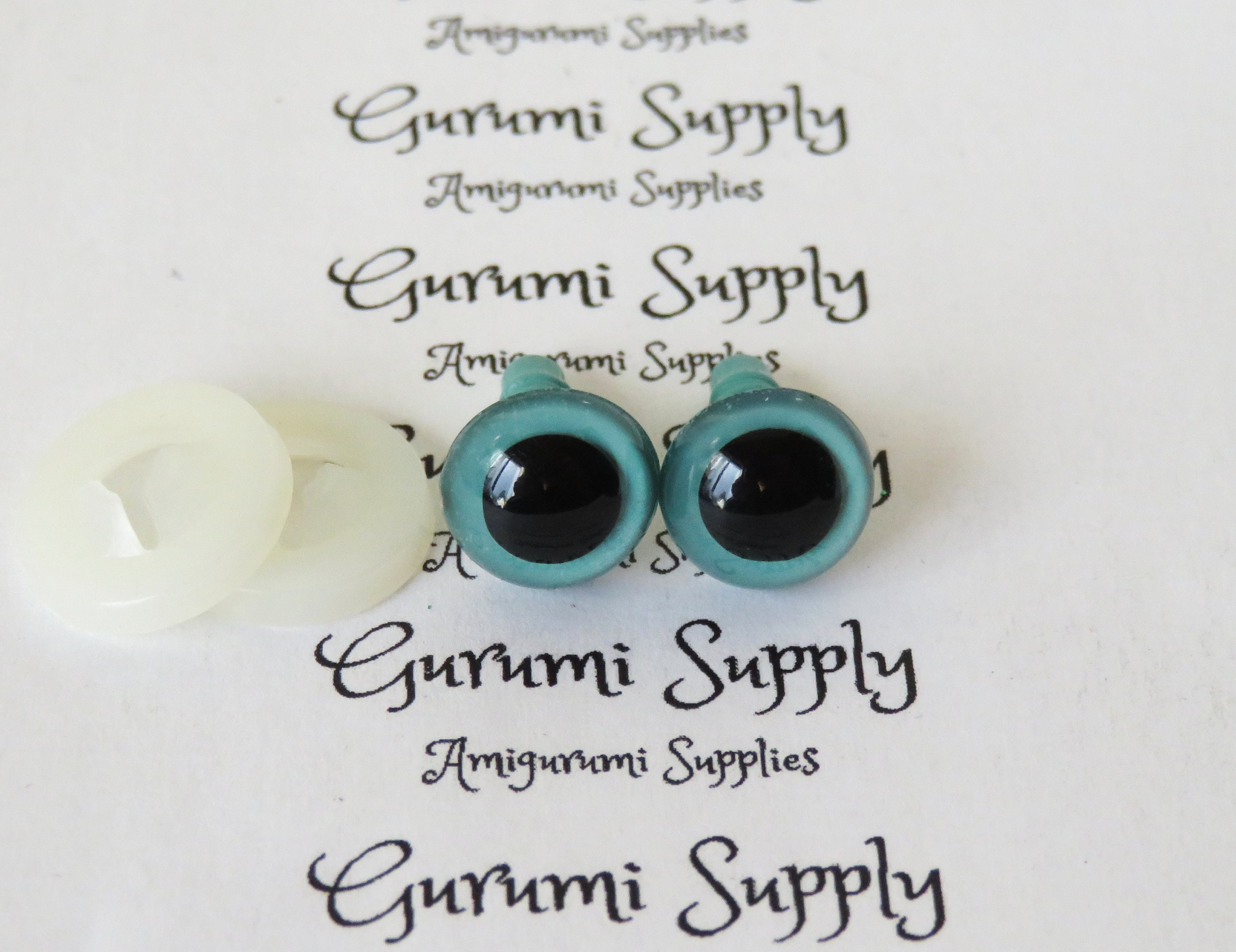 14mm Solid Black Round Safety Eyes with Washers: 2 Pair - Amigurumi /  Animals/ Doll / Toy / Stuffed Creations / Craft Eyes / Crochet / Knit