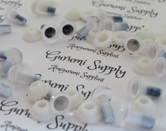 6mm White Color Round Craft Eyes with Black Pupils with washers 5 pairs / amigurumi / dolls / animals / crafts / safety eyes / toy / crochet