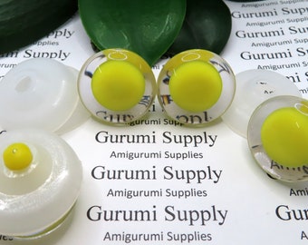 25mm Clear Iris with a Centered Yellow Pupil Trap Safety Eyes and Washers: 1 Pair - Doll / Amigurumi / Animal / Creation / Crochet / Monster