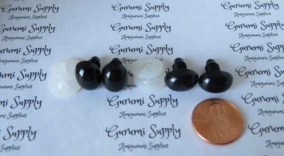 8x12mm Solid Black Oval Safety Eyes/noses With Washers: 2 Pair