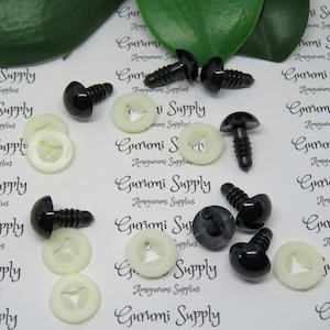 Bulk-Pack! 12mm Solid Black Round Safety Eyes with Washers: 25 Pairs - Amigurumi / Animal / Stuffed Creations / Craft Eye / Craft Supplies