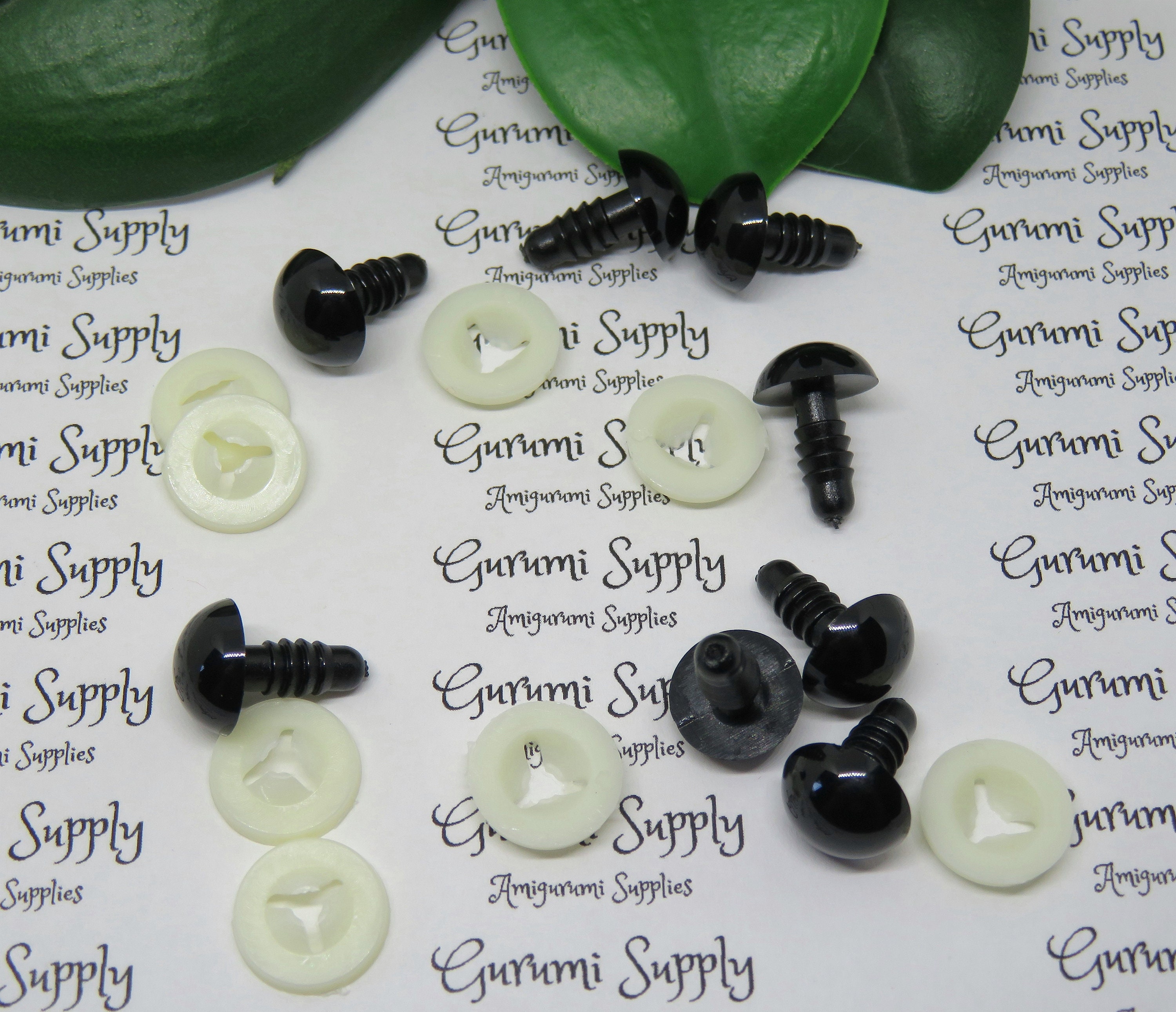 30mm Solid Black Round Safety Eyes with Washers: 1 Pair