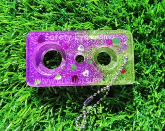 Safety Eye Gismo Purple - Lime Green Glitter with Hearts - Keychain - Safety Eye Tool - Safety Eye Jig - Safety Eye Helper - On-the-Go