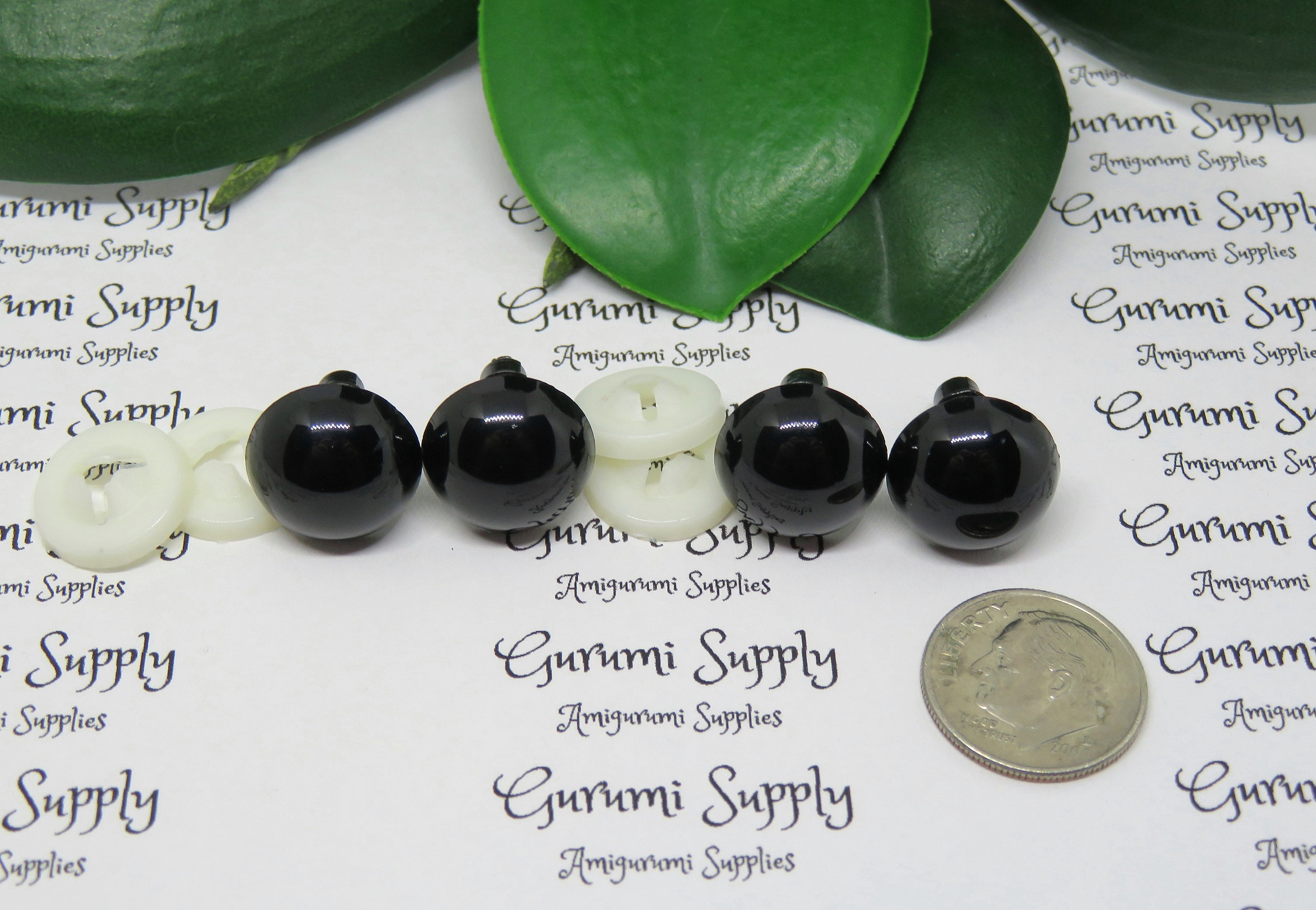 8x12mm Solid Black Oval Safety Eyes/Noses with Washers: 2 Pair - Amigurumi/  Animals/ Doll/ Toy/ Stuffed Creations/ Craft Eyes/ Crochet/ Knit