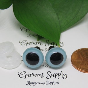 12mm Light Blue Iris with Black Pupil Round Safety Eyes and Washers: 3 Pairs Dolls / Amigurumi / Animals / Stuffed Creations / Craft / Toy image 5