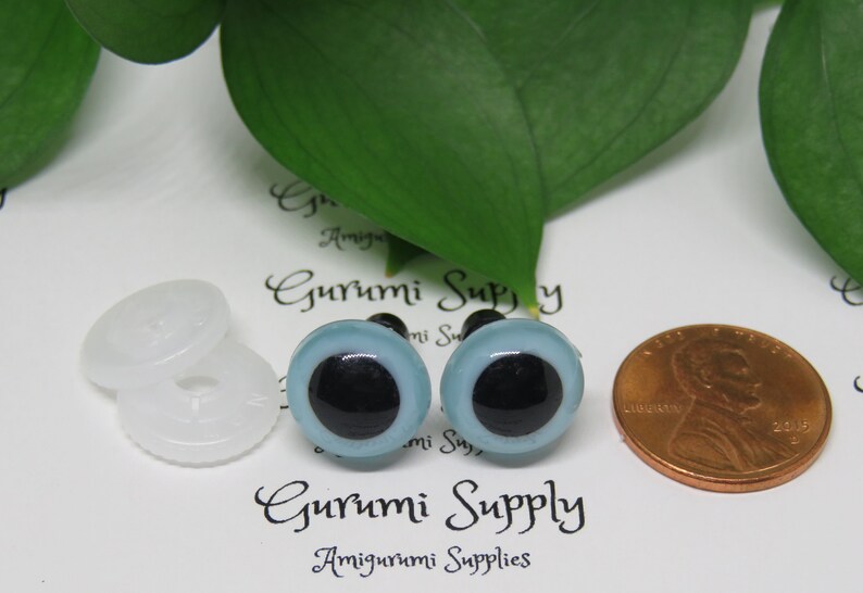 12mm Light Blue Iris with Black Pupil Round Safety Eyes and Washers: 3 Pairs Dolls / Amigurumi / Animals / Stuffed Creations / Craft / Toy image 5