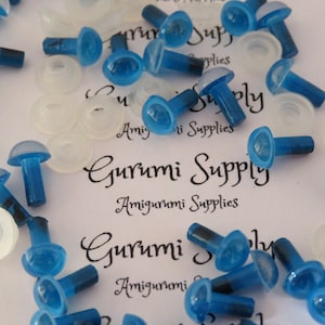 Olhos redondos de artesanato de cor azul de 6 mm com pupilas pretas com arruelas 5 pares / Amigurumi / Bonecas / Animais / Material de artesanato / Crochê / Amigurumi