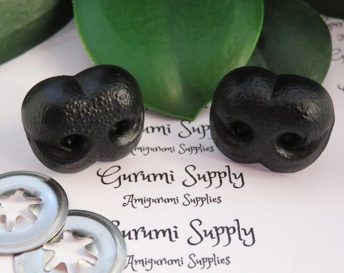 Limited Quantity! 23mm Solid Black Safety Noses with Washer - 2 ct - Amigurumi / Dog / Bear / Creation / Animal / Toy / Crochet / Amigurumi