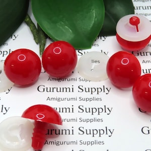 20mm Solid RedRound Safety Eyes with Washers: 1 Pair - Amigurumi / Animals / Doll / Toy / Stuffed Creations / Craft Eyes / Crochet / Knit