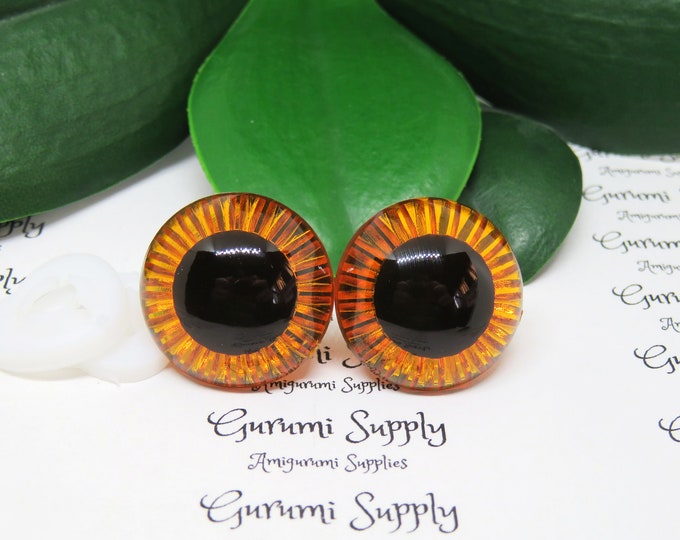 23mm Orange Textured Iris Safety Eyes – Round Eye with Washer - 1 Pair – Amigurumi/Dolls Making/Owl Eyes/Crochet Creations/Supplies/Knit