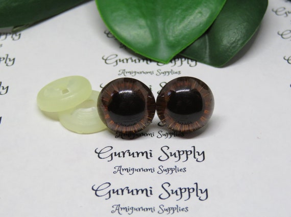 20mm Clear Trapezoid Plastic Safety Eyes with a Brown Glitter Non-Woven  Slip Iris and Washers: 1 Pair - Dolls / Amigurumi / Animal / Toys