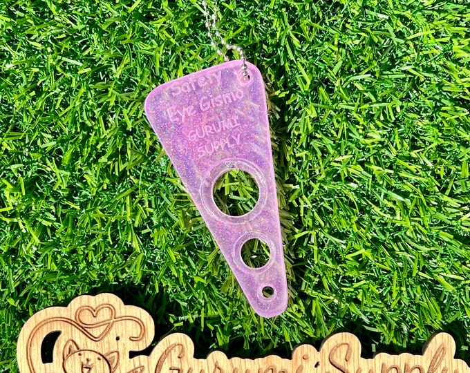 Safety Eye Gismo - Pink Glitter - Petite Size - Triangle - On-the-Go - Keychain - Safety Eye Tool - Safety Eye Jig - Eye Helper