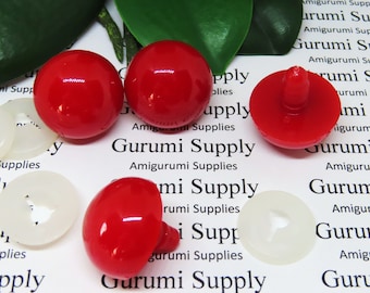 24 mm Solid Red Runde Sicherheitsaugen mit Unterlegscheiben: 1 Paar - Amigurumi / Tier / Puppe / Spielzeug / Handwerk Auge / Häkeln / Stricken / Bastelbedarf