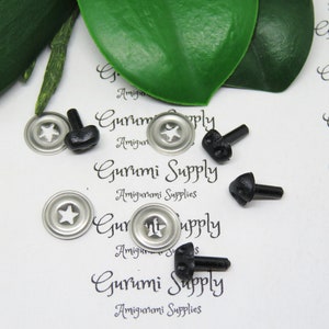 Begrenzte Stückzahl! 8 mm solide schwarze Sicherheitsnasen mit Unterlegscheibe - 4 ct - Amigurumi / Hunde / Bären / Kreationen / Tier / Spielzeug / gehäkelt / gestrickt
