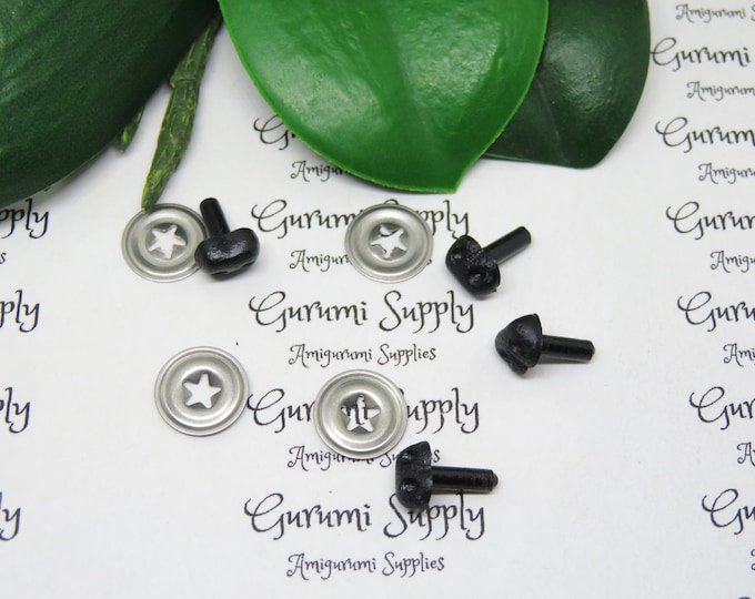 Limited Quantity! 8mm Solid Black Safety Noses with Washer - 4 ct - Amigurumi / Dogs / Bears / Creations / Animal / Toys / Crochet / Knit