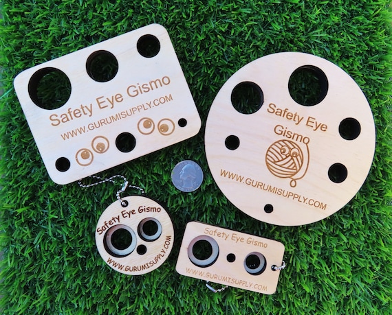 Safety Eye Gismo Petite Size On-the-go Keychain Safety Eye Tool Round Gismo  Safety Eye Helper Wood Trapezoid Amigurumi 