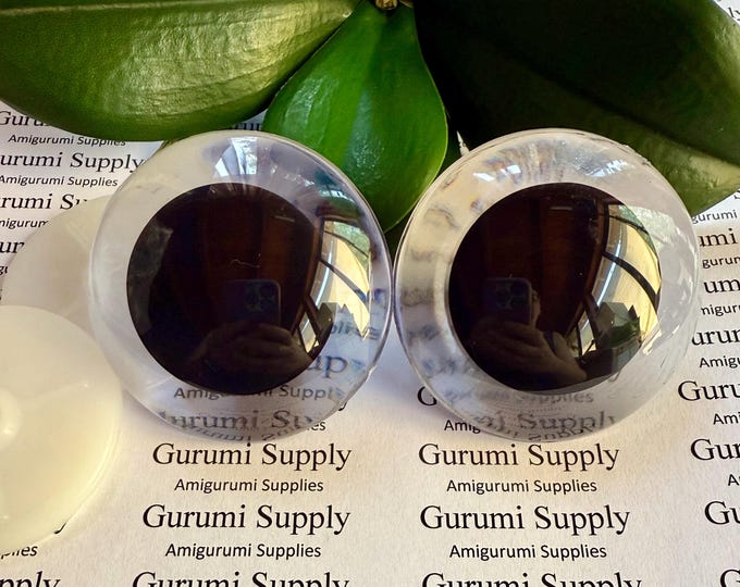 60mm Clear Iris Black Pupil Round Safety Eyes and Washers: 1 Pair - Dolls / Amigurumi / Animals / Toys / Craft / Crochet / Knit / Supplies