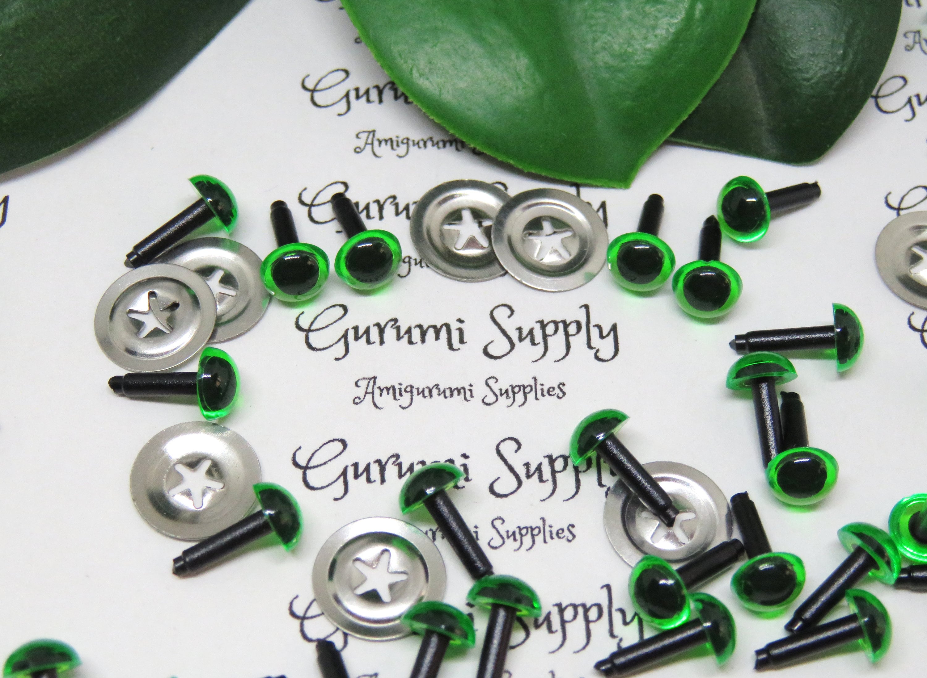 6mm Translucent Green Iris Black Pupil Round Safety Eyes and Washers: 5  Pairs - Doll Eyes / Amigurumi Eyes / Animal Eyes / Toy Eye Paintfree