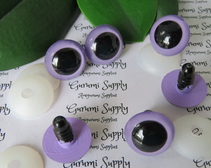 20mm Hand Painted Lavender Purple Iris Black Pupil Round Safety Eyes and Washers: 1 Pair - Dolls / Amigurumi / Animals / Stuffed Creations