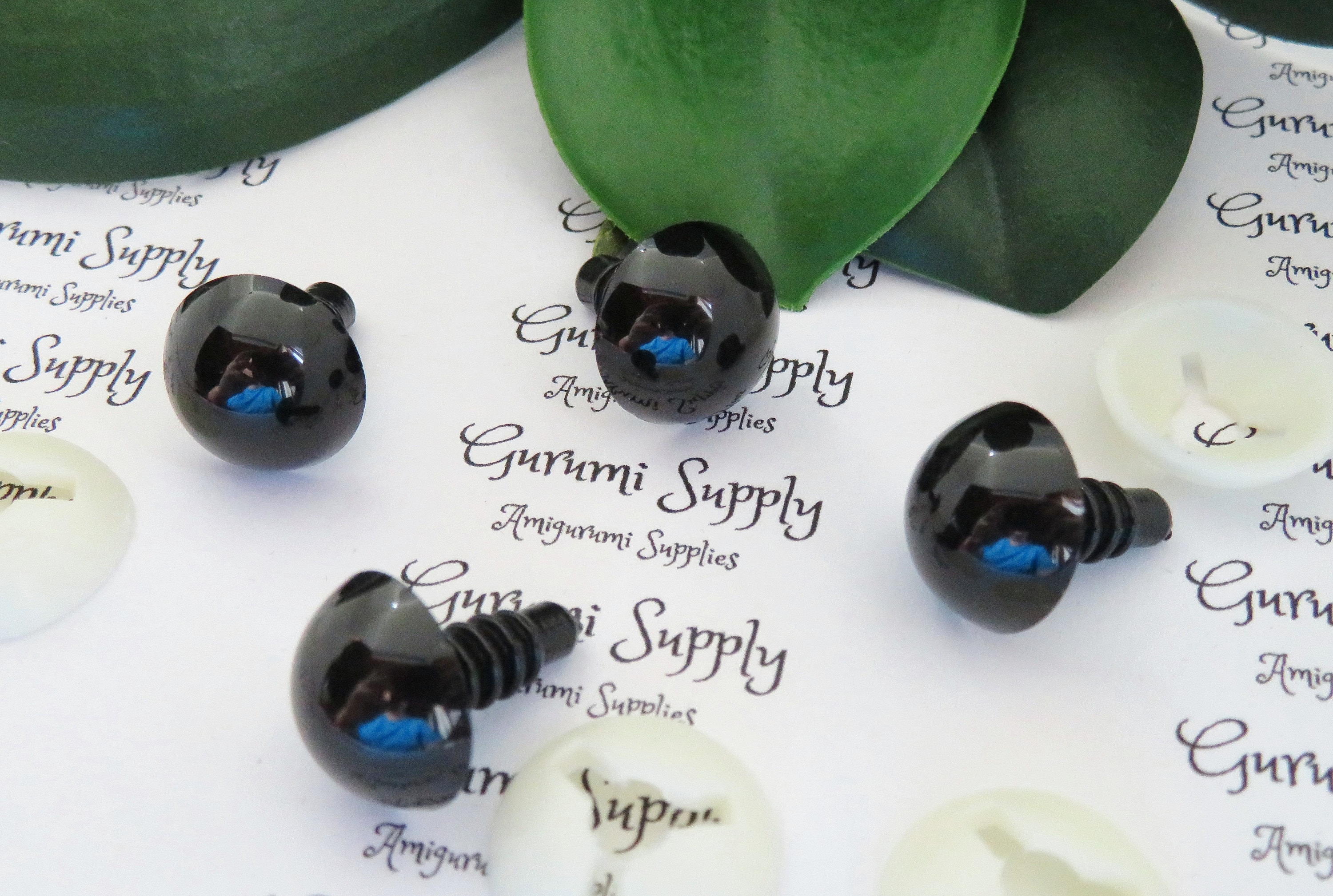 Black Safety Eyes Sample Pack - 4mm to 15mm, 5 pairs each size