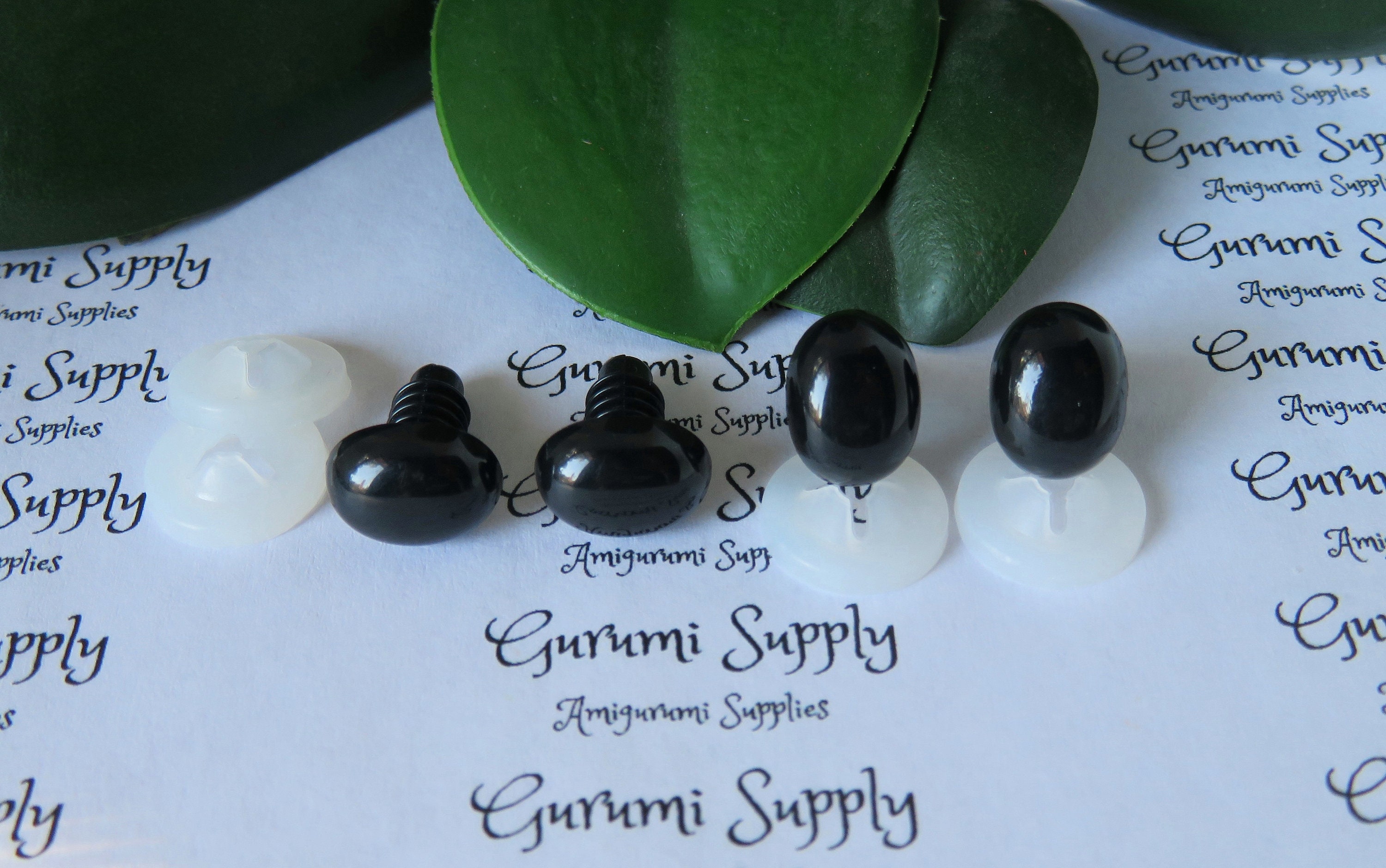 8x10mm Solid Black Oval Safety Eyes/Noses and Washers: 2 Pairs