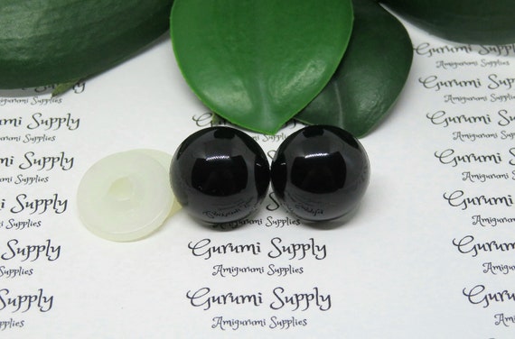 20mm Solid Black Round Safety Eyes With Washers: 1 Pair Amigurumi / Animals  / Doll / Toy / Stuffed Creations / Craft Eyes / Crochet / Knit 