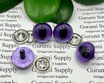 21mm Hand Painted Lavender Color Iris Black Pupils Round Cat Style Safety Eyes and Washers: 1 Pair – Dragons / Amigurumi / Animals Creations