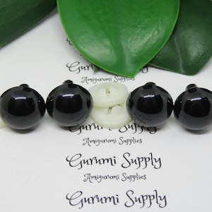 14mm Solid Black Round Safety Eyes with Washers: 2 Pair - Amigurumi / Animals/ Doll / Toy / Stuffed Creations / Craft Eyes / Crochet / Knit