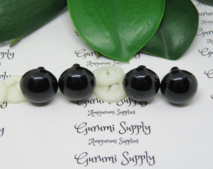 Bulk Pack! 14mm Solid Black Round Safety Eyes with Washers: 20 Pairs - Amigurumi / Animal / Doll / Toy / Stuffed Creation / Craft Eyes