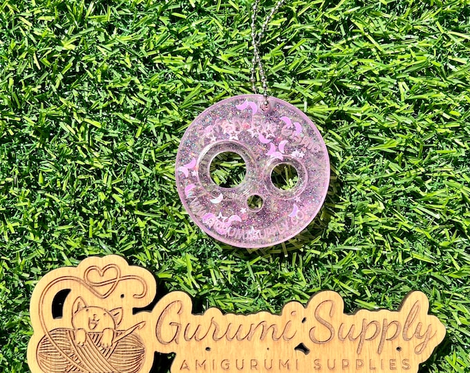 Safety Eye Gismo - Cosmic Pink Glitter - Petite Size - Circle - On-the-Go - Keychain - Safety Eye Tool - Helper - Trapezoid - Amigurumi