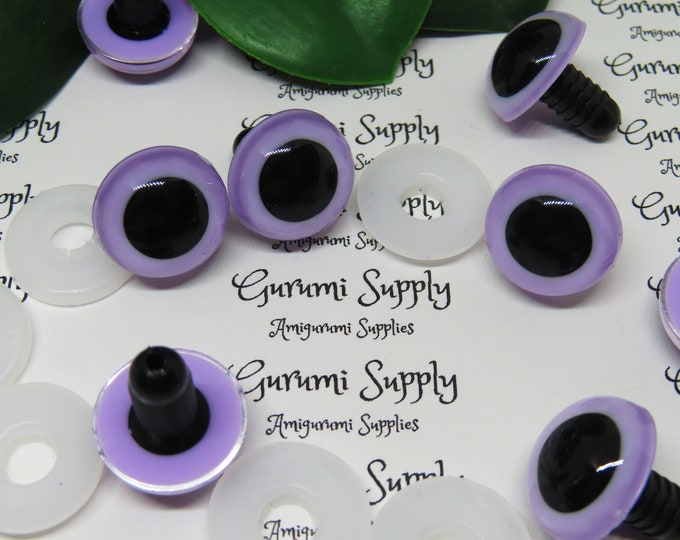 16.5mm Light Purple Iris Black Pupils Round Safety Eyes and Washers: 2 Pairs – Paint Free - Doll / Amigurumi / Animal / Amigurumi / Toy