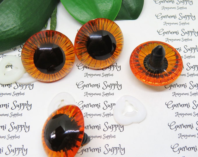 31mm Orange Textured Iris Safety Eyes with Washers - 1 Pair – Animal Eyes / Amigurumi Eyes / Owl Eyes / Doll Eyes / Toy Eyes / Craft Eyes
