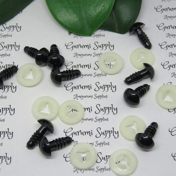 Opakowanie zbiorcze! Okrągłe, czarne, solidne oczy bezpieczeństwa 10 mm z podkładkami: 25 par – Amigurumi / Zwierzęta / Lalka / Zabawka / Kreacje / Szydełkowanie / Robienie na drutach