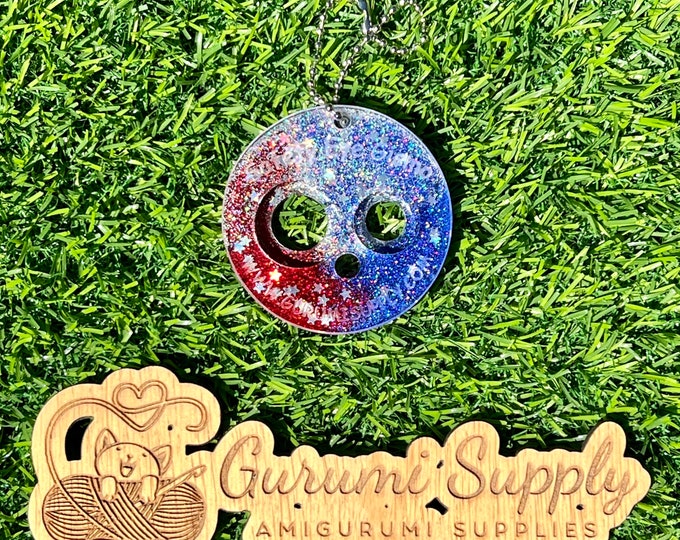Safety Eye Gismo Patriotic Glitter- Petite Size - On-the-Go - Keychain - Safety Eye Tool - Round - Safety Eye Helper - Trapezoid - Amigurumi