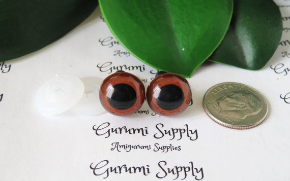 12mm Red-Brown Iris Black Pupil Round Safety Eyes and Washers: 3 Pairs -  Dolls/Amigurumi/Animals/ Stuffed Creations/Crochet/Paintfree/Knit