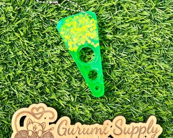 Safety Eye Gismo - Neon Green Glitz - Petite Size - Triangle - On-the-Go - Keychain - Safety Eye Tool - Safety Eye Jig - Eye Helper