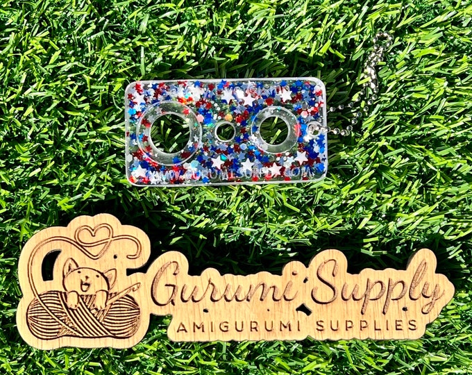 Safety Eye Gismo - Patriotic Stars with Glitter - Rectangle -  Keychain - Safety Eye Tool - Safety Eye - Eye Jig - Amigurumi - On-the-Go